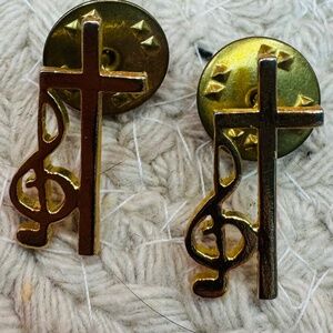Cross And Musical Note Pins